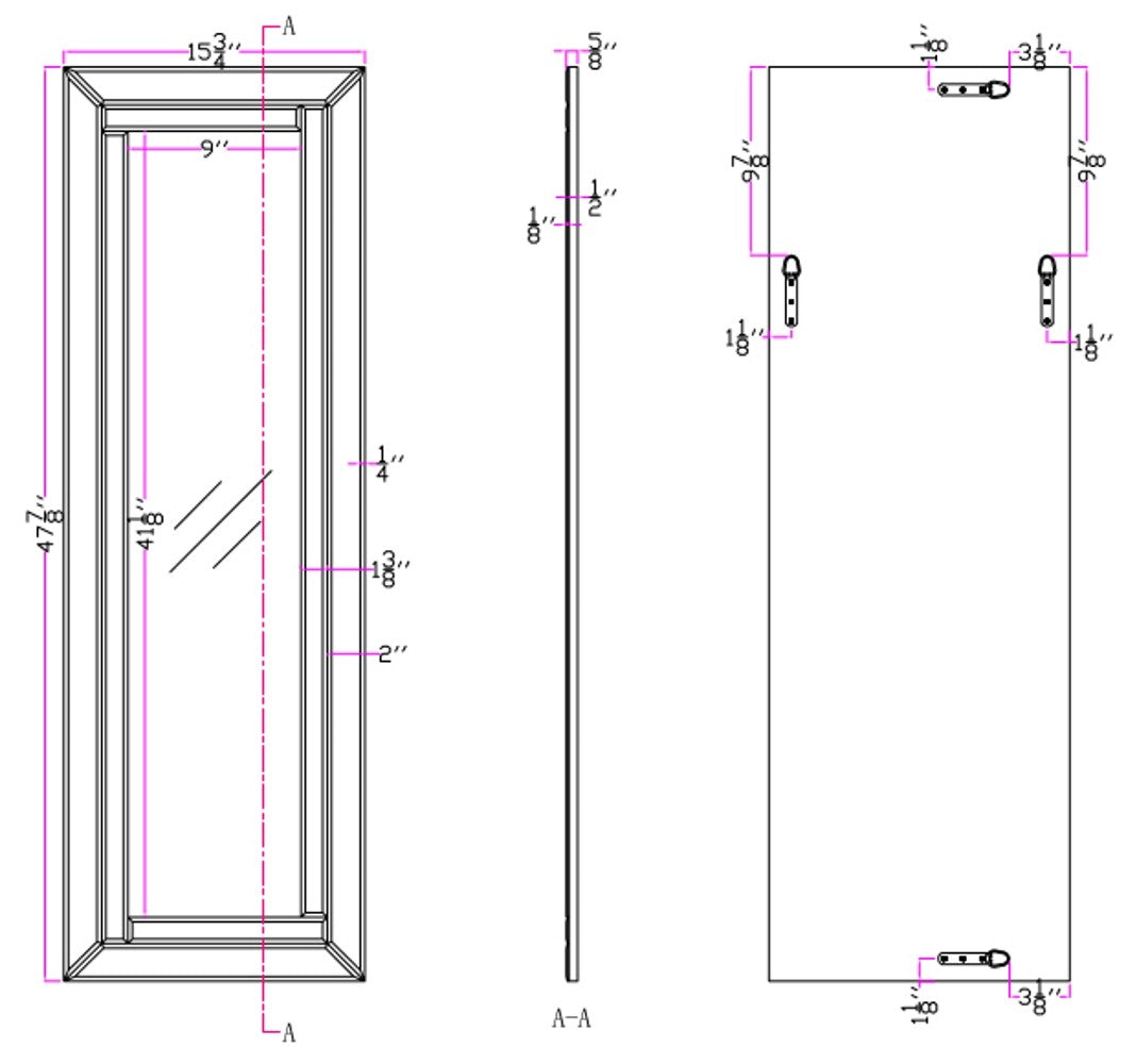 Clear Rectangle Full Length Hanging Glass Mirror