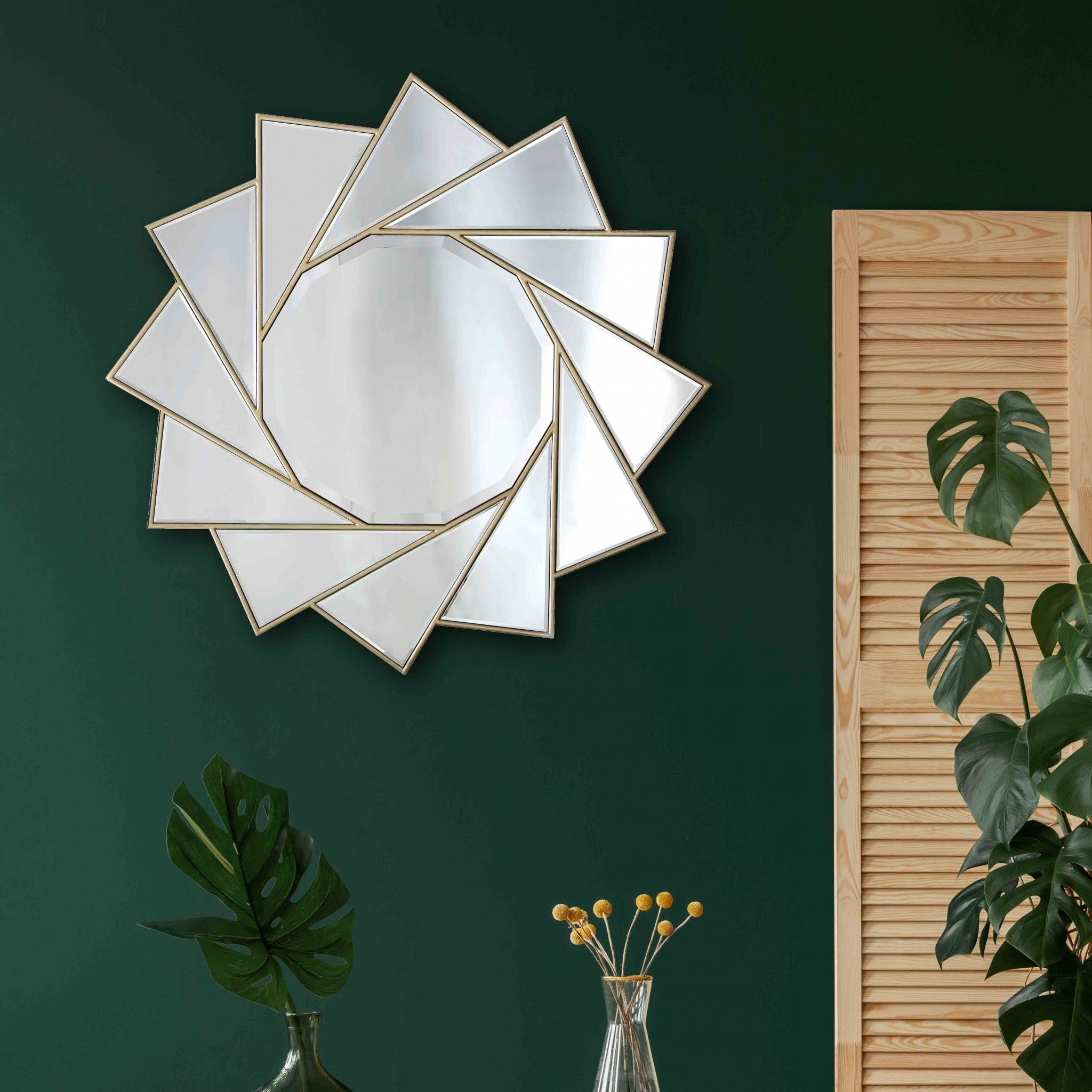 Gold Sunburst Accent Metal Mirror