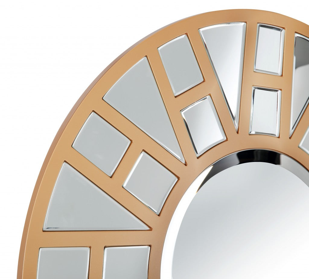 Gold Round Accent Metal Mirror