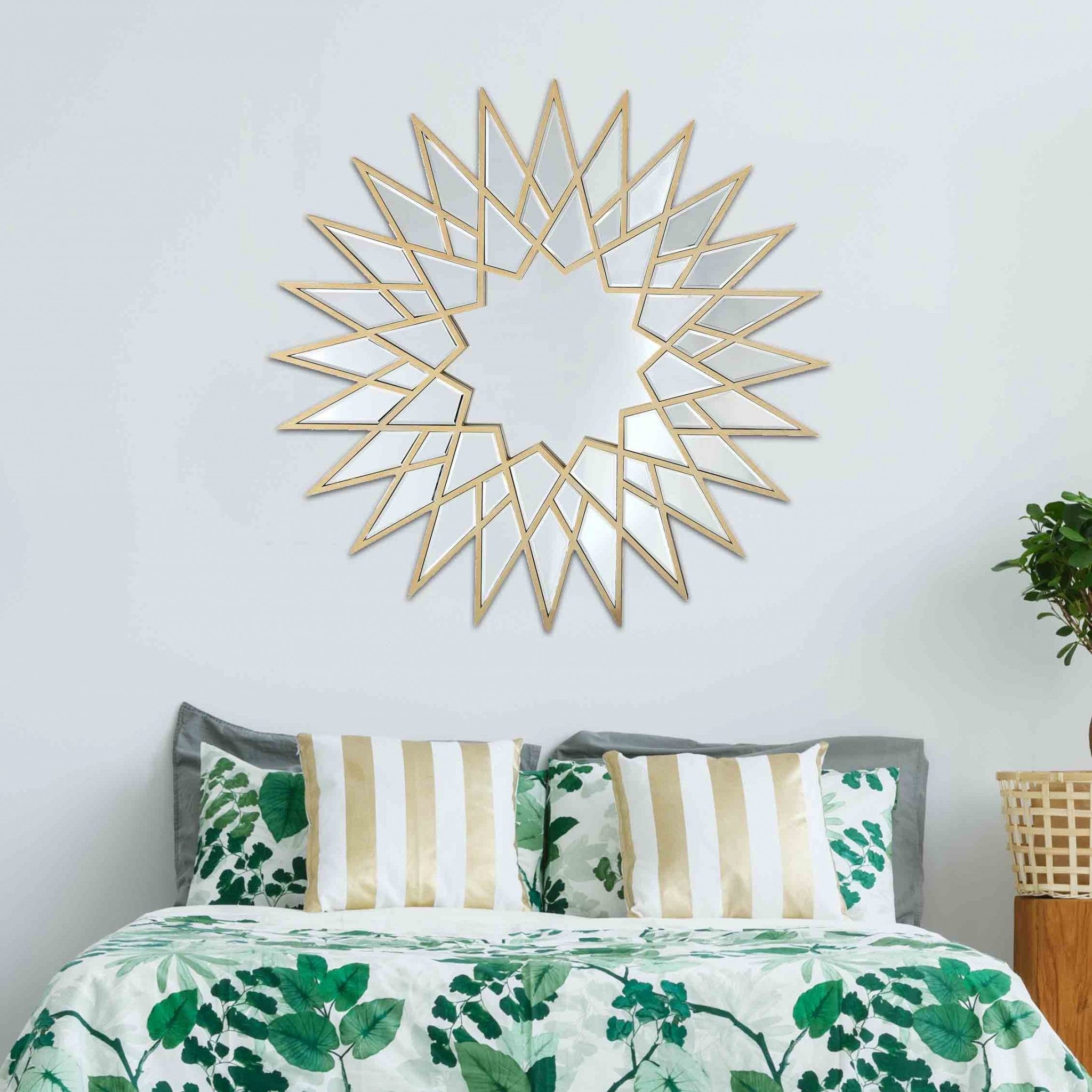 Gold Sunburst Accent Metal Mirror