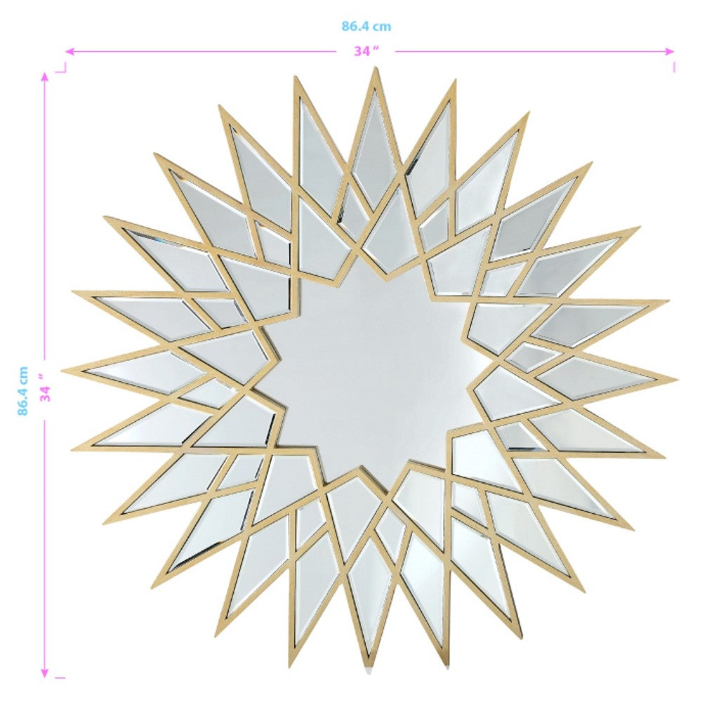 Gold Sunburst Accent Metal Mirror