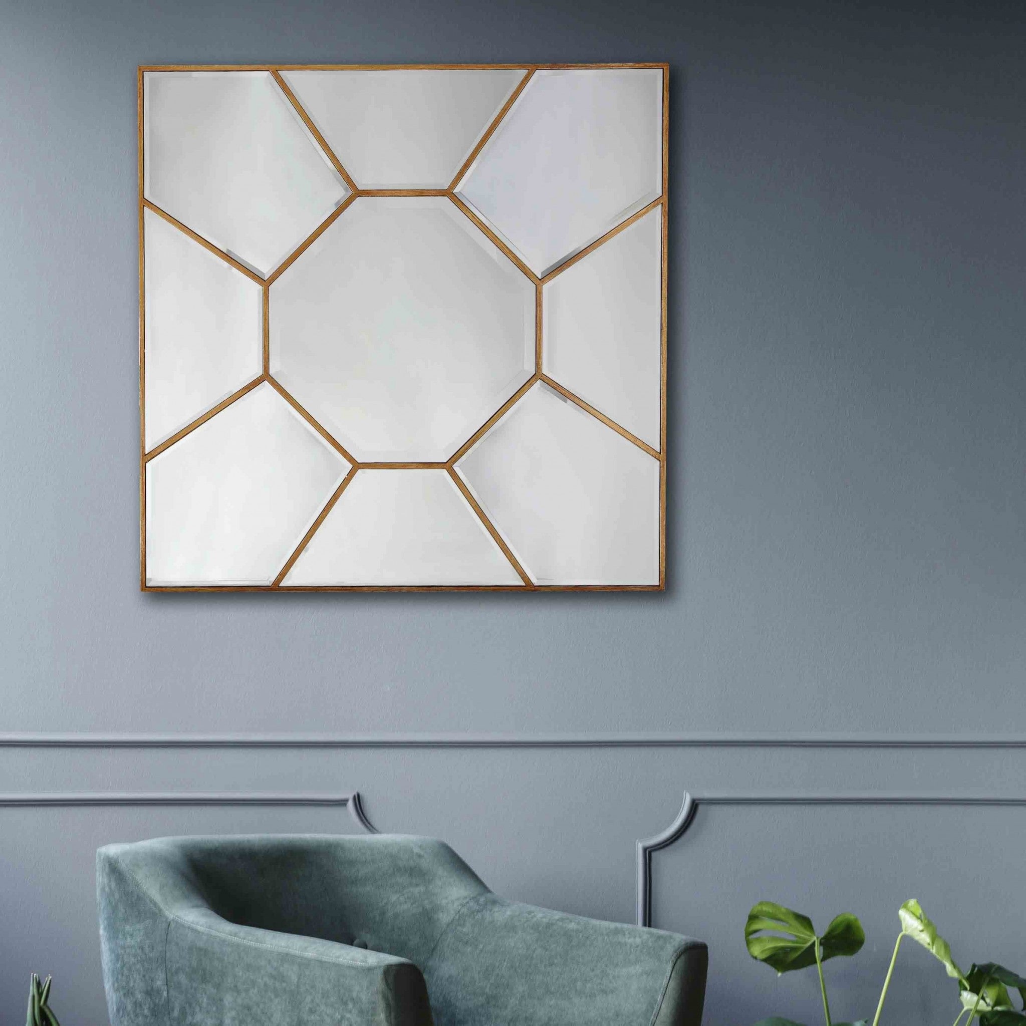 Gold Square Accent Metal Mirror