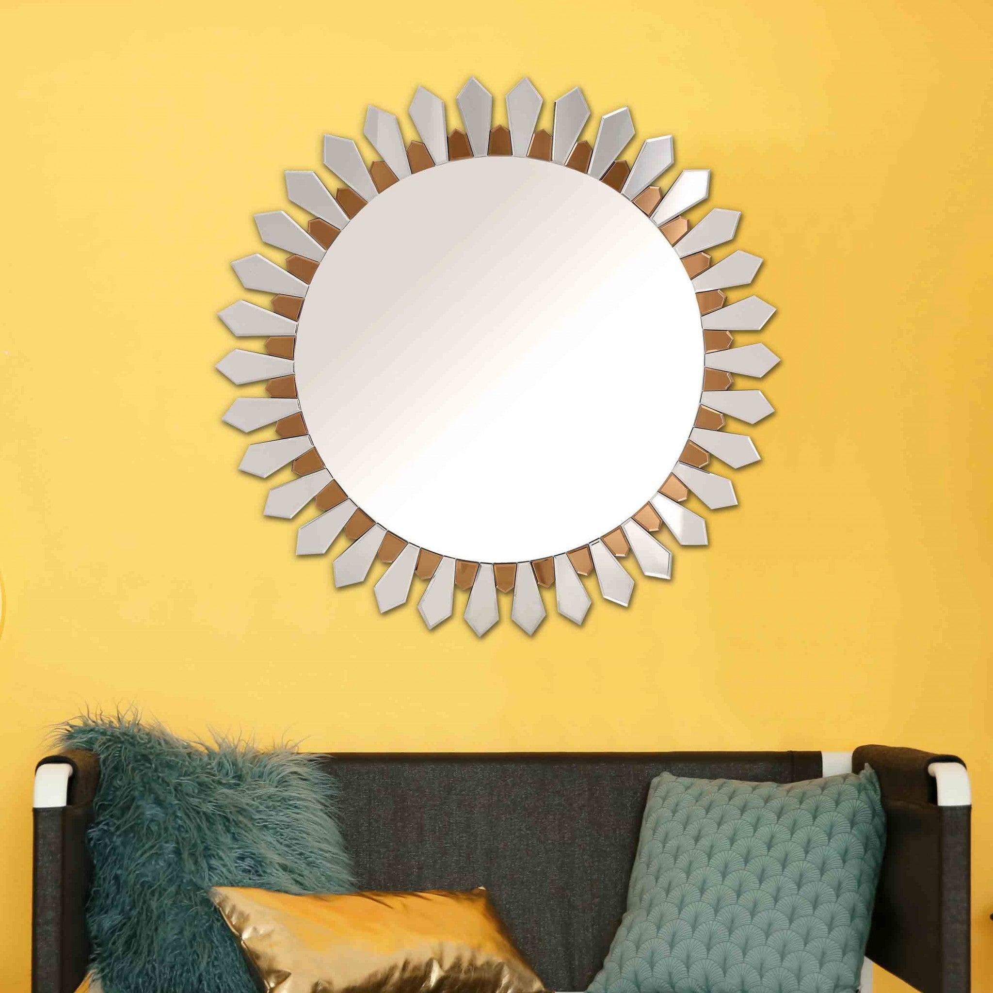 Gold Round Accent Glass Mirror