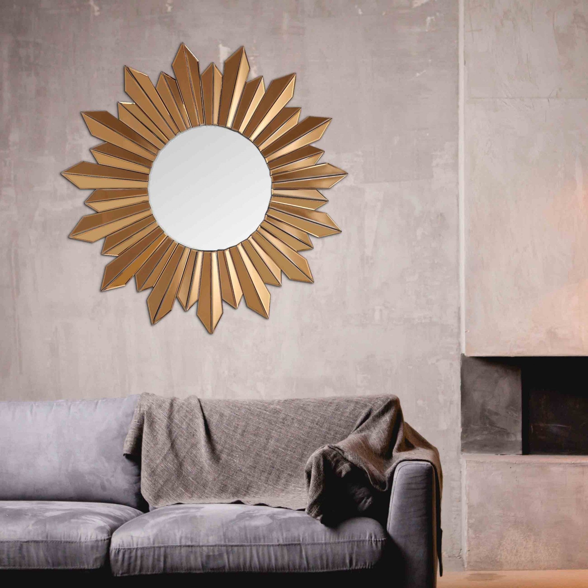 Gold Sunburst Accent Glass Mirror