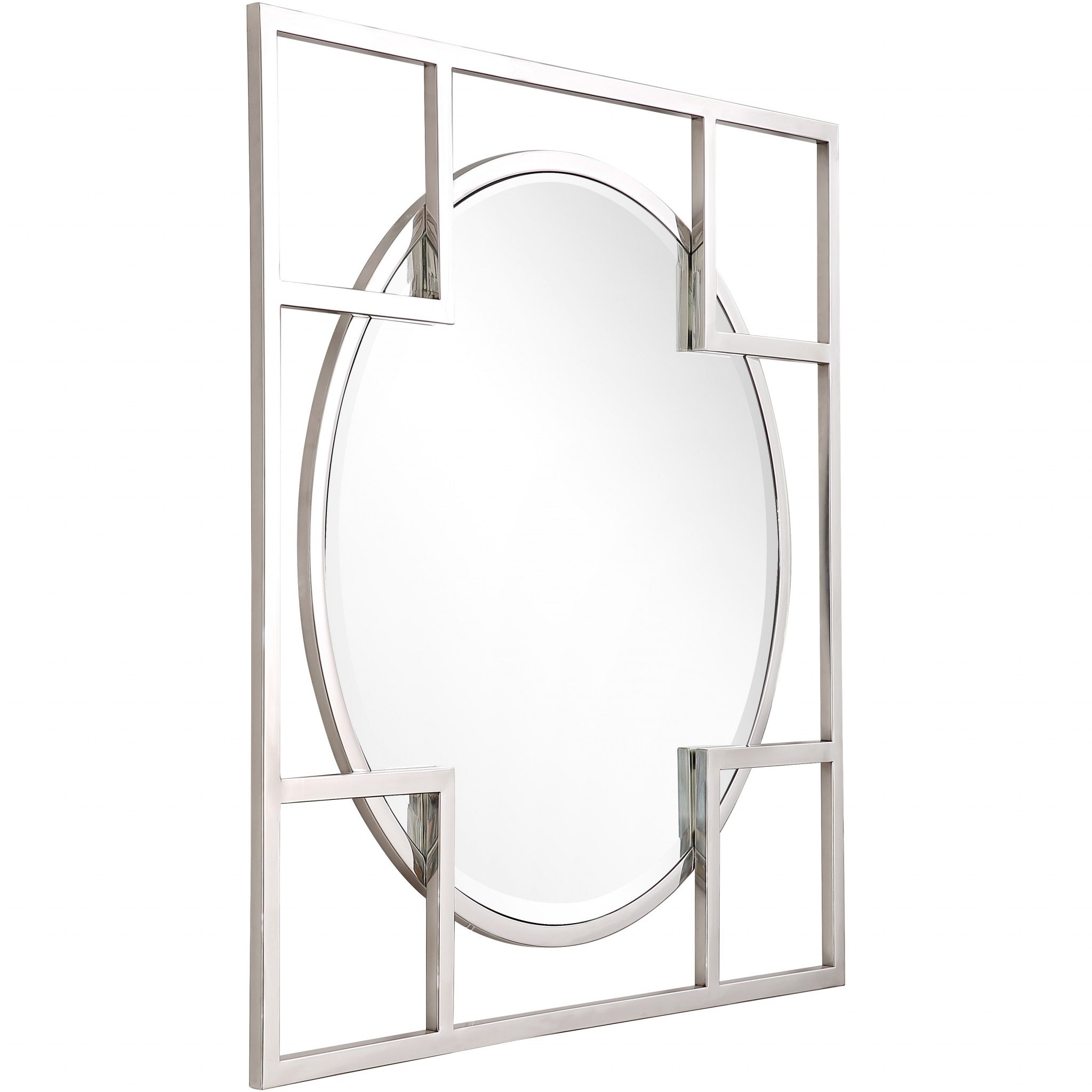 Silver Square Accent Metal Mirror