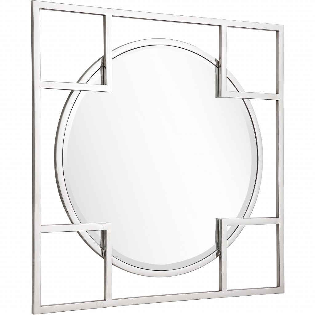 Silver Square Accent Metal Mirror