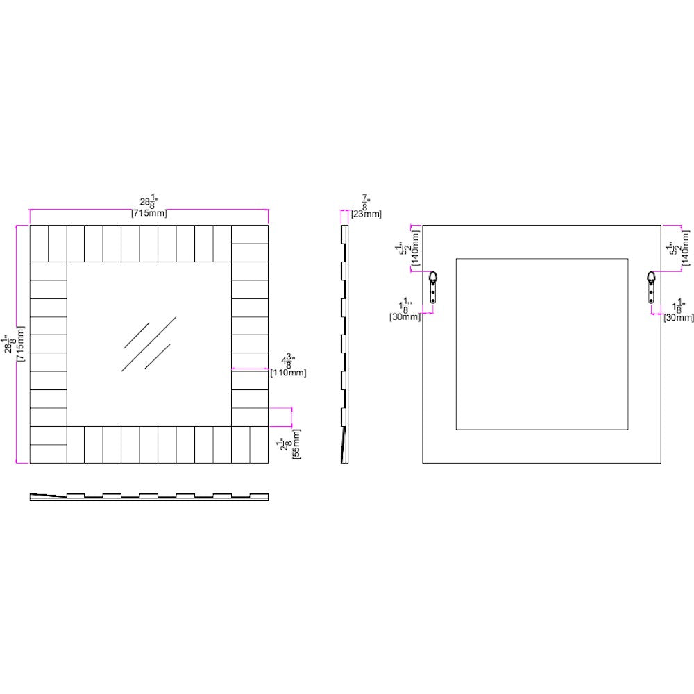 Clear Square Accent Glass Mirror