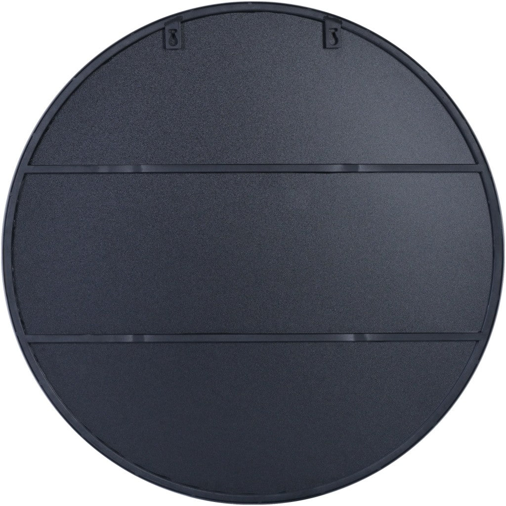 Black Round Accent Metal Mirror