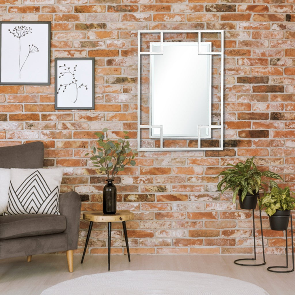 Silver Rectangle Accent Metal Mirror