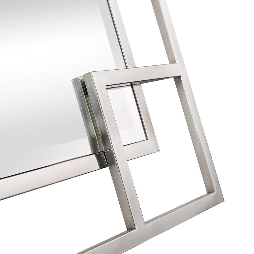 Silver Rectangle Accent Metal Mirror