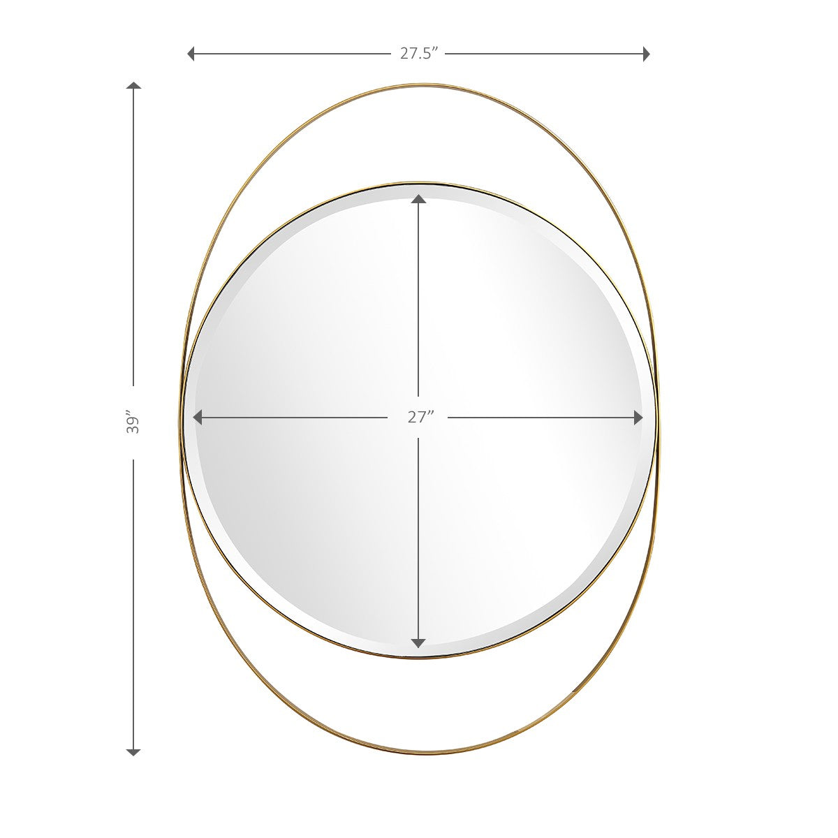 Gold Oval Accent Metal Mirror