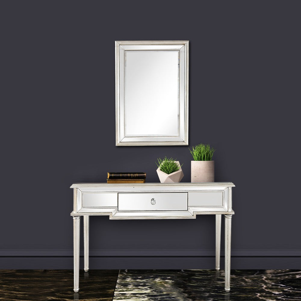 Silver Leaf Antiqued Mirror and Console Table