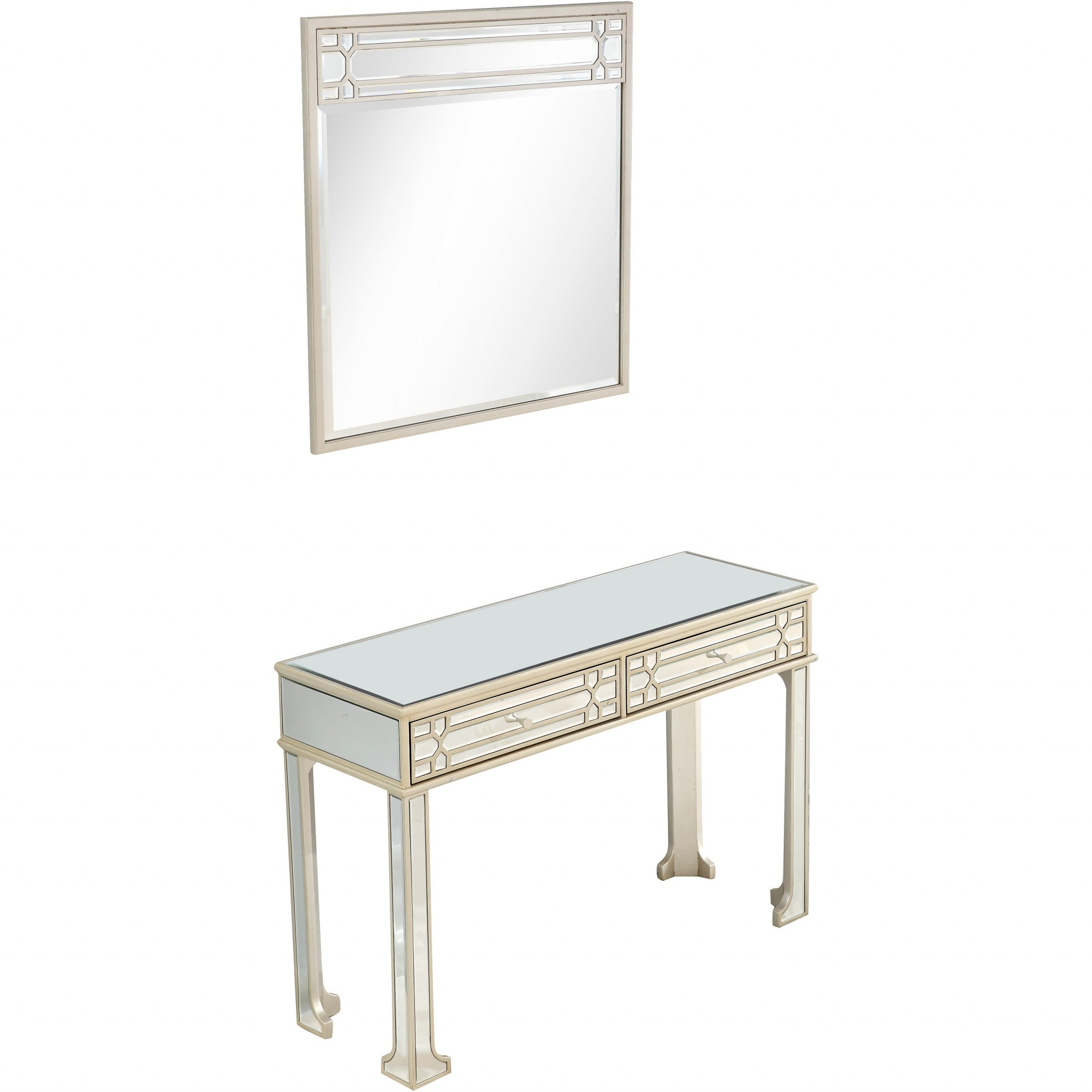 Champagne Finish Mirror and Console Table