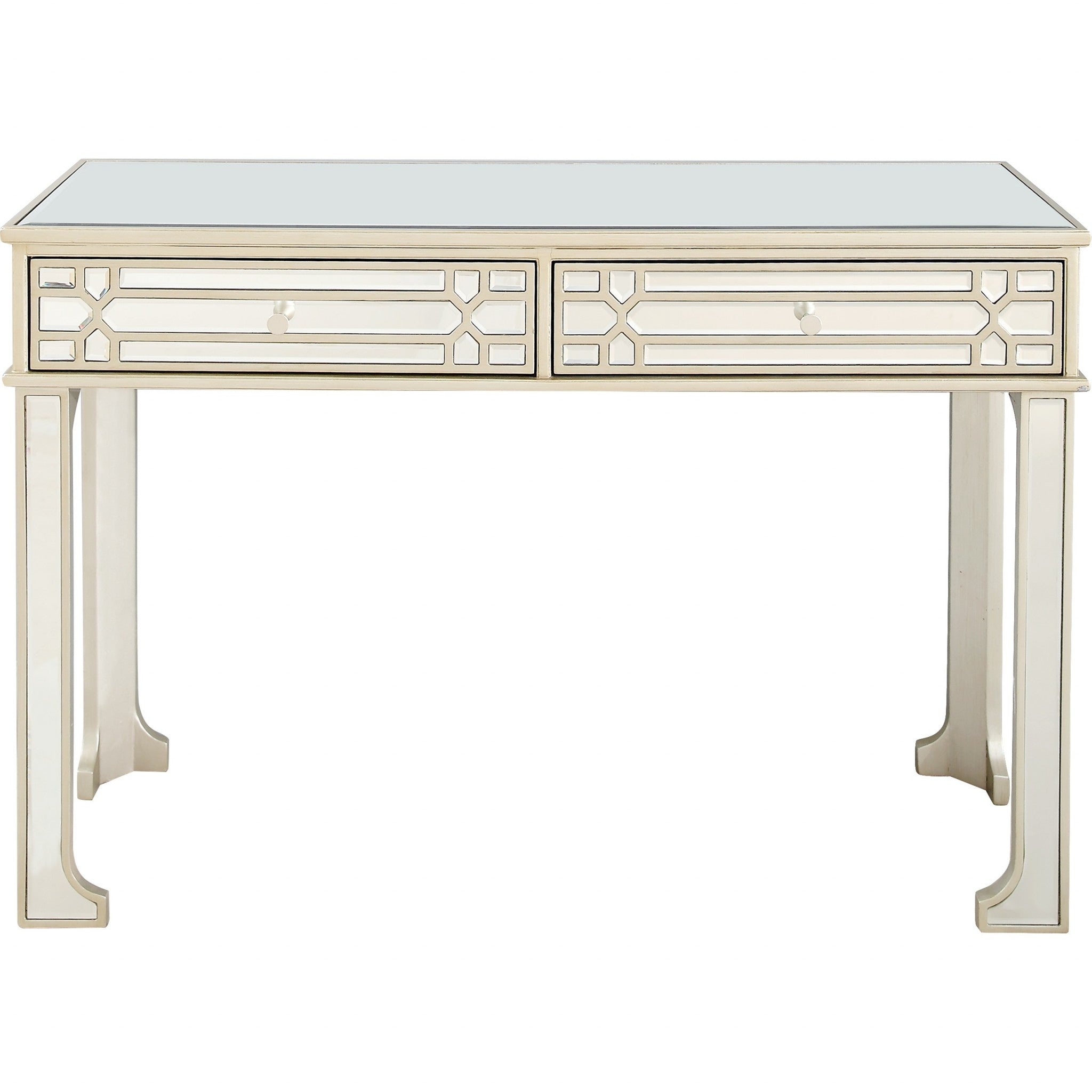 Champagne Finish Mirror and Console Table