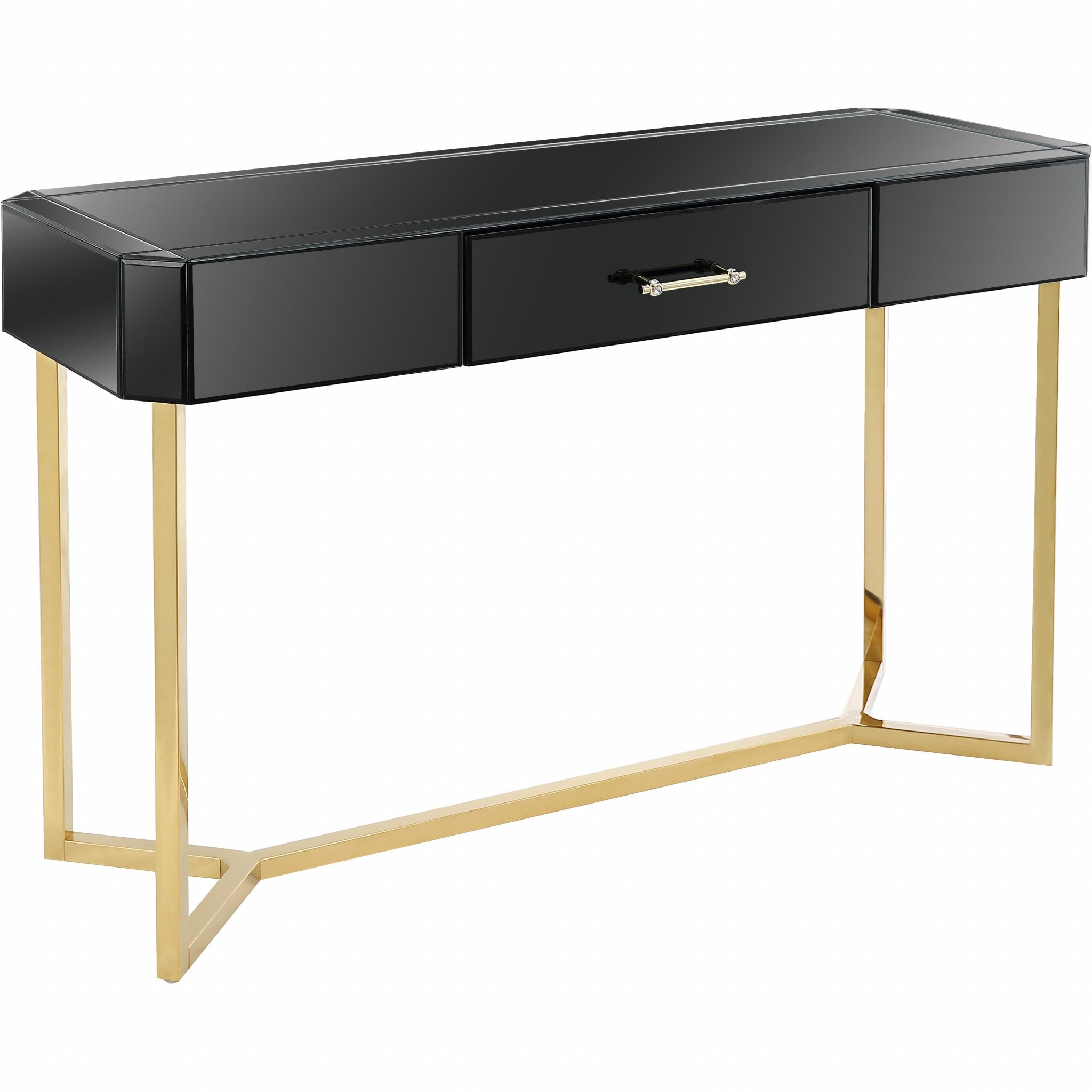 Black and Gold Mirror and Console Table