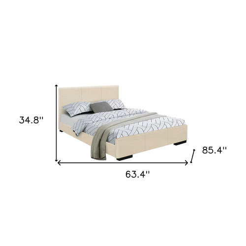 Beige Platform Queen Bed