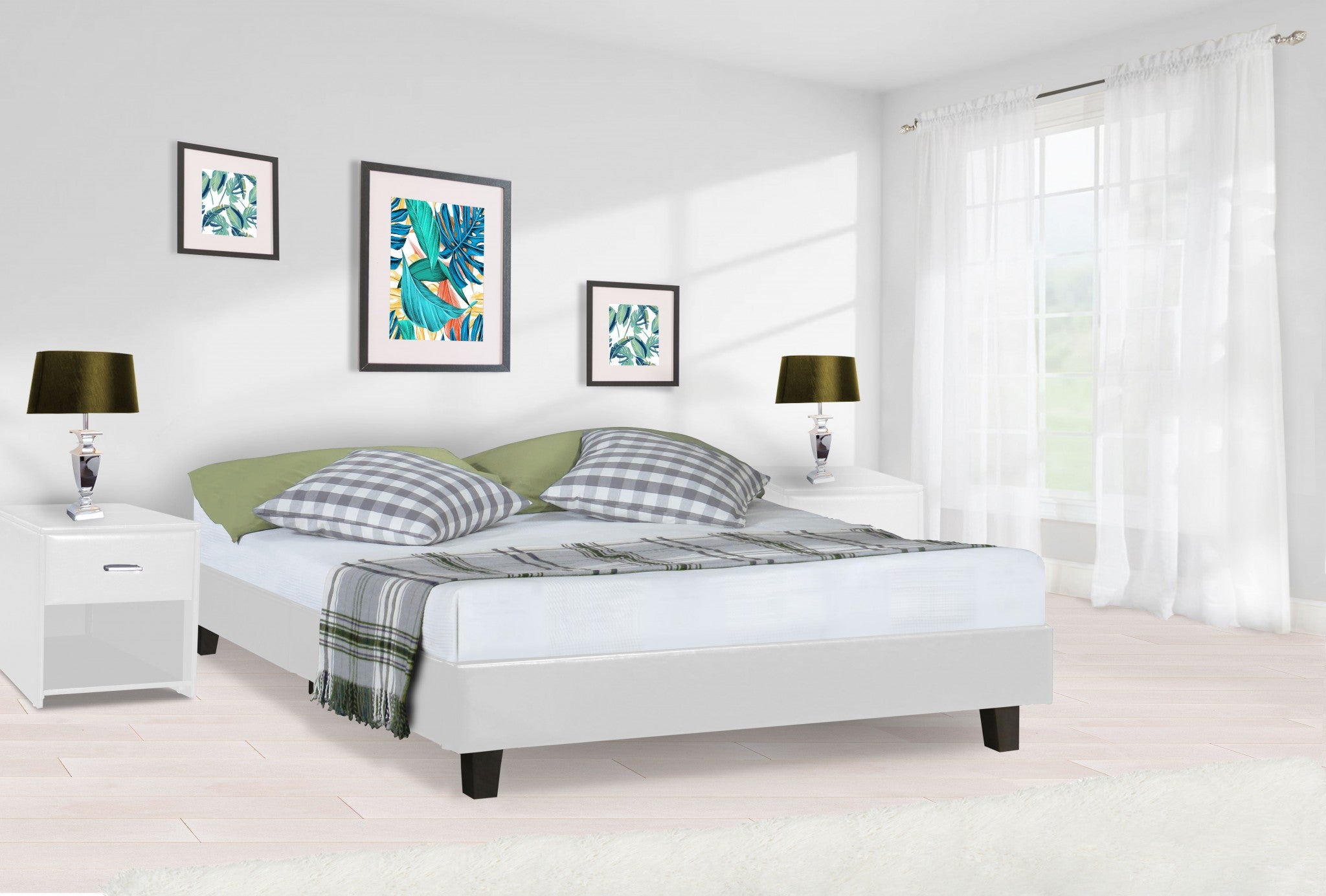 White Platform Queen Bed