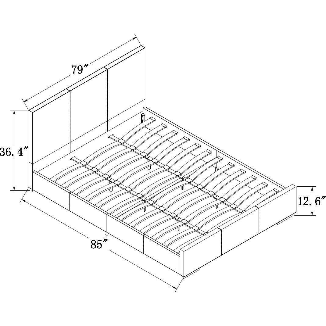 Black Upholstered King Platform Bed