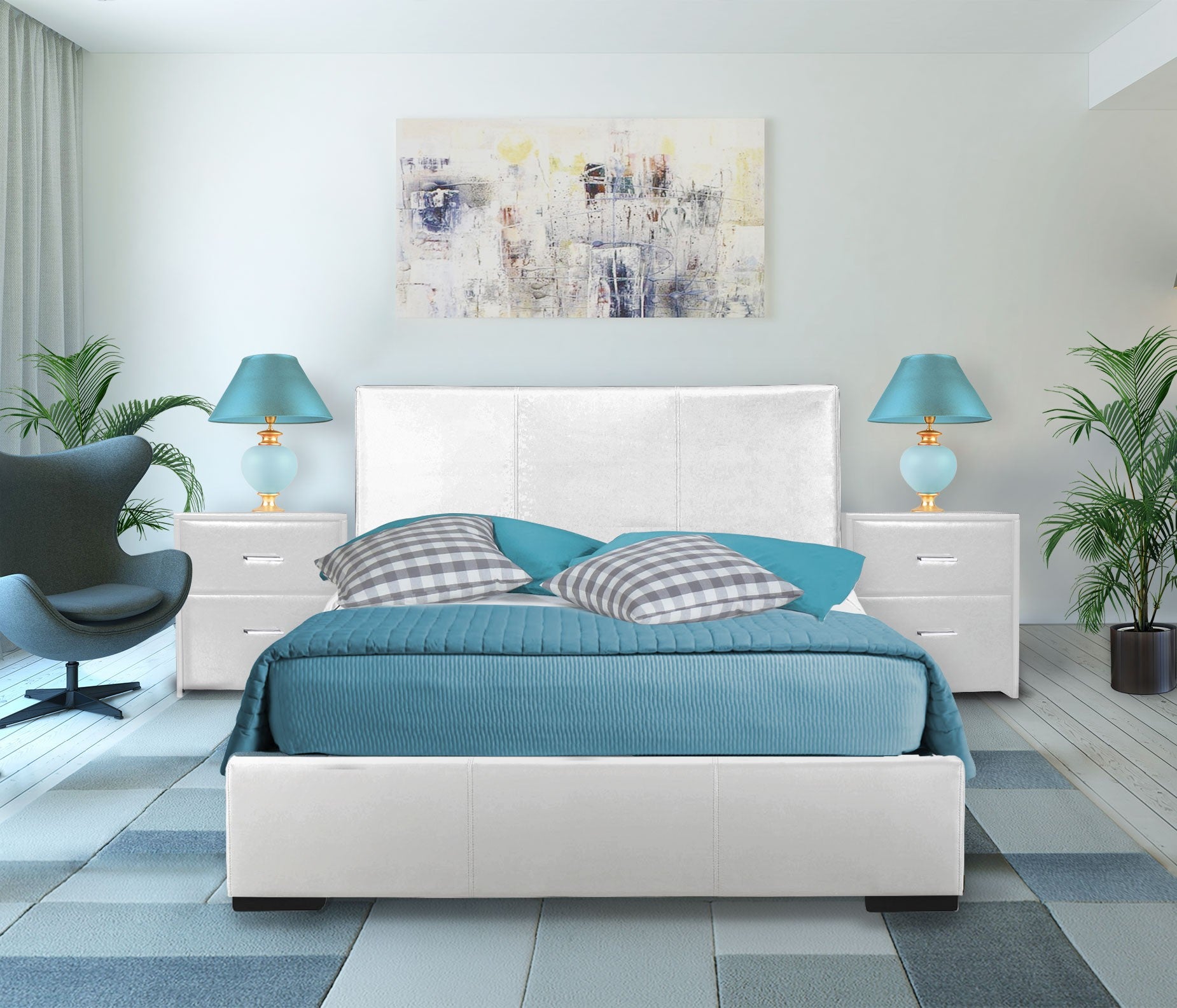 White Upholstered Twin Platform Bed