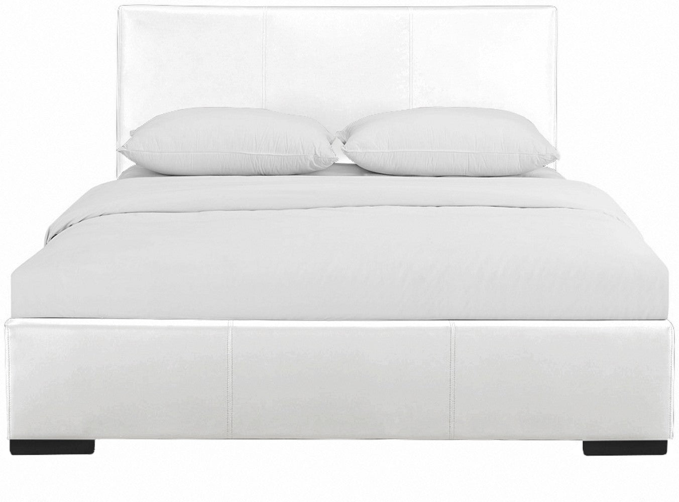 White Upholstered King Platform Bed