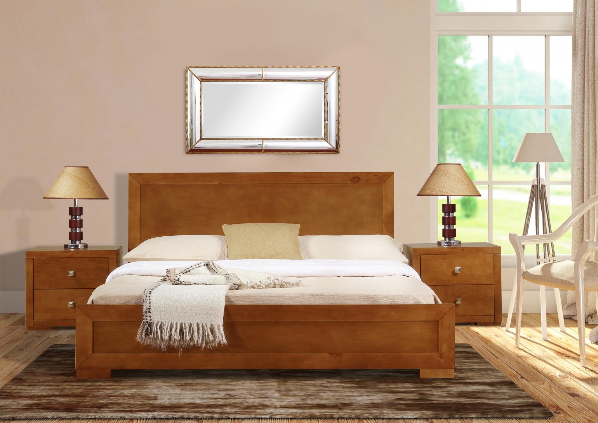 Oak Wood King Platform Bed