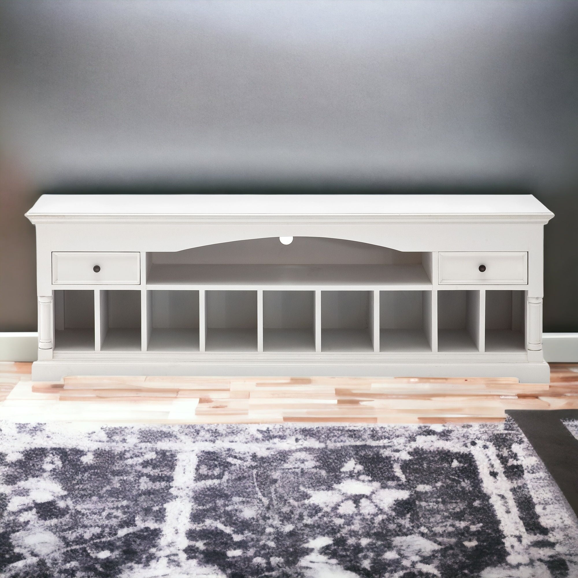 71" Classic White And White Solid Console Table With Storage