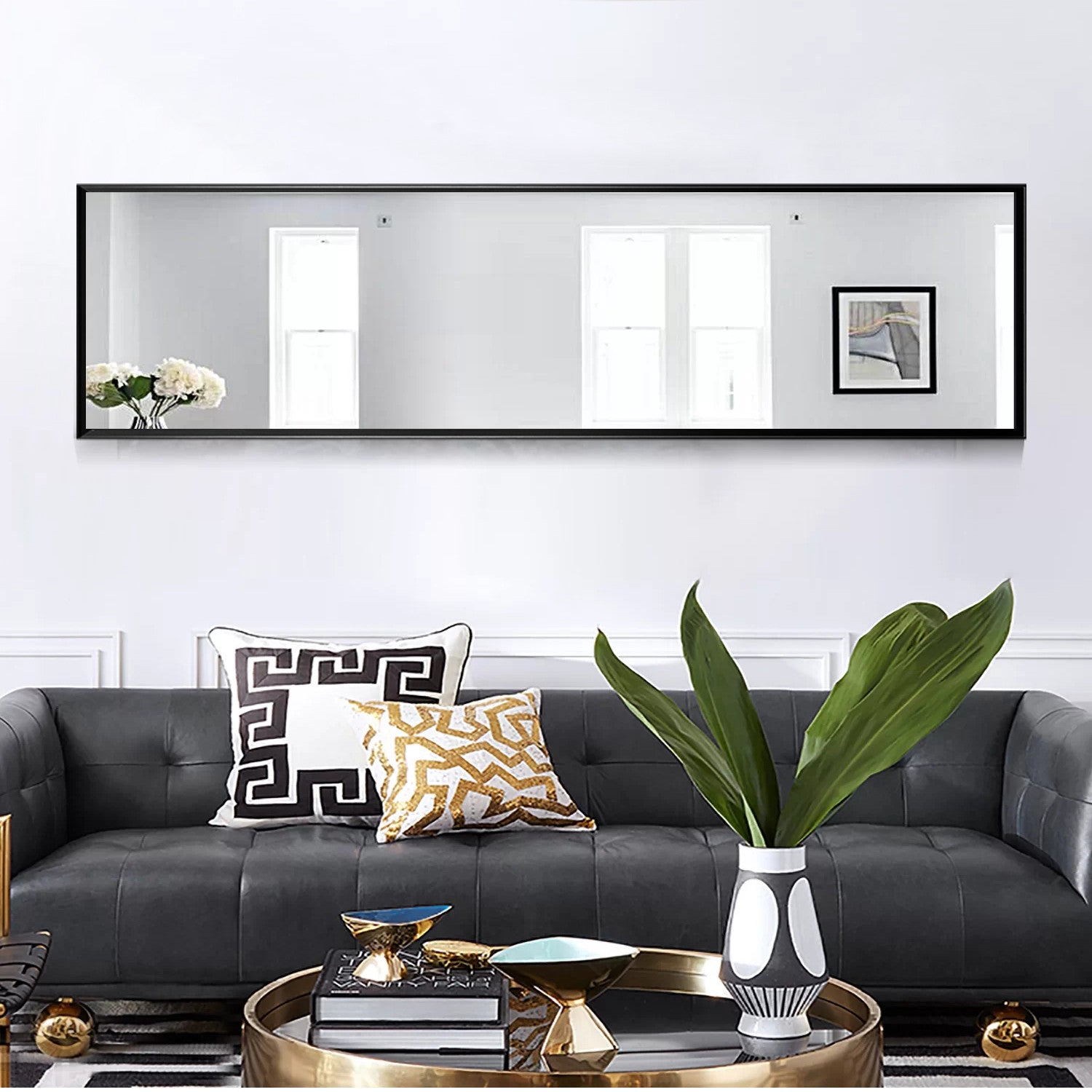 Long Black Full Length Standing Mirror