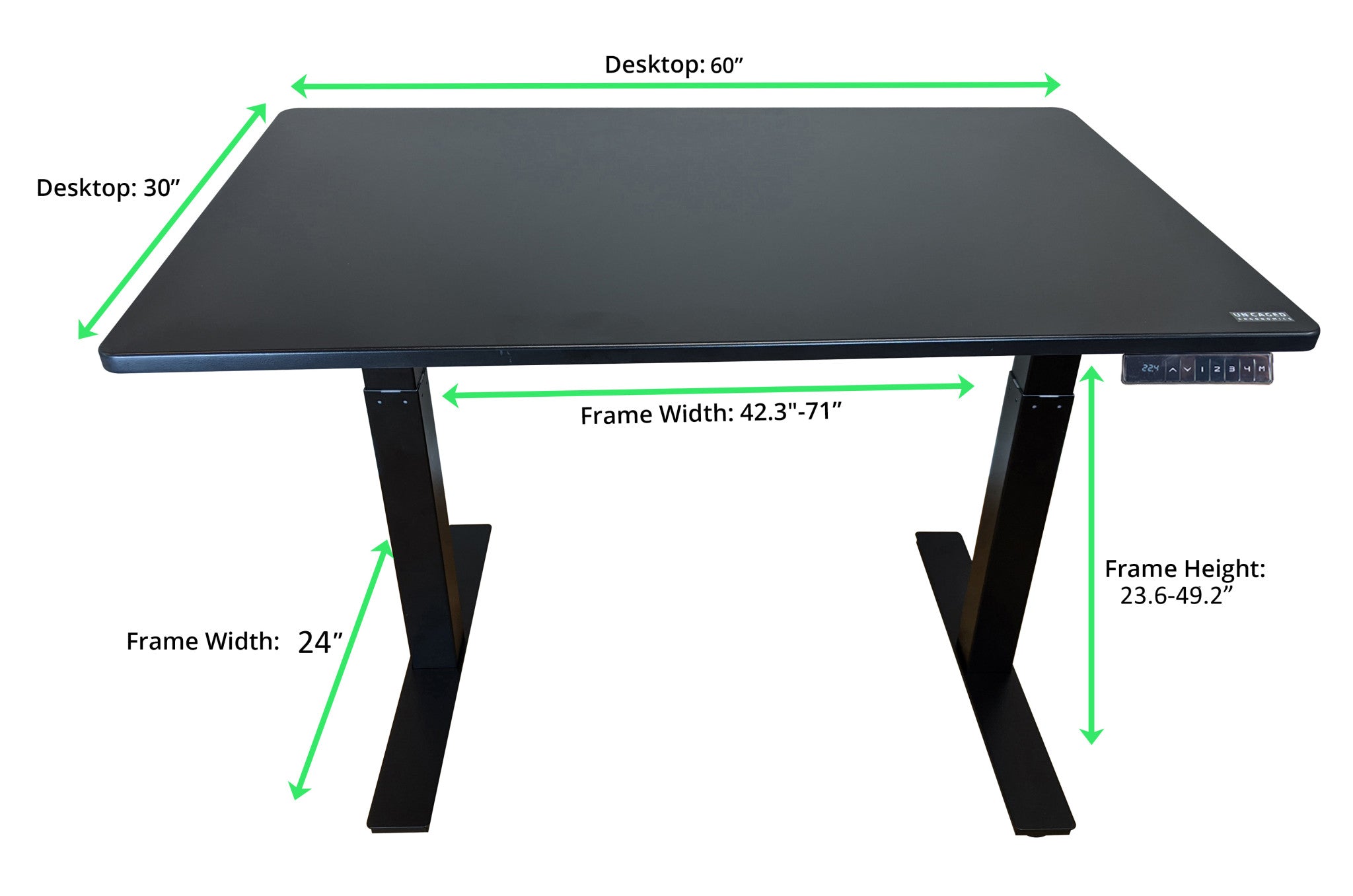 Premier 52" Black Dual Motor Electric Office Adjustable Standing Desk