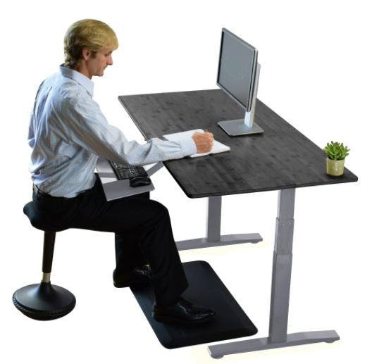 Gray Bamboo Dual Motor Electric Office Adjustable Computer Desk