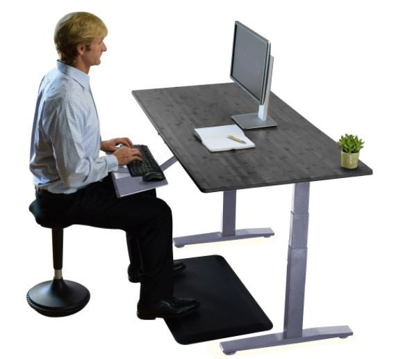 Gray Bamboo Dual Motor Electric Office Adjustable Computer Desk