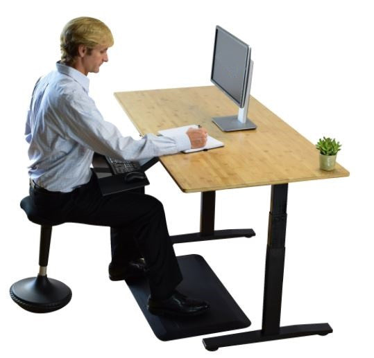 Black and Natural Bamboo 52" Dual Motor Electric Office Adjustable Computer Desk