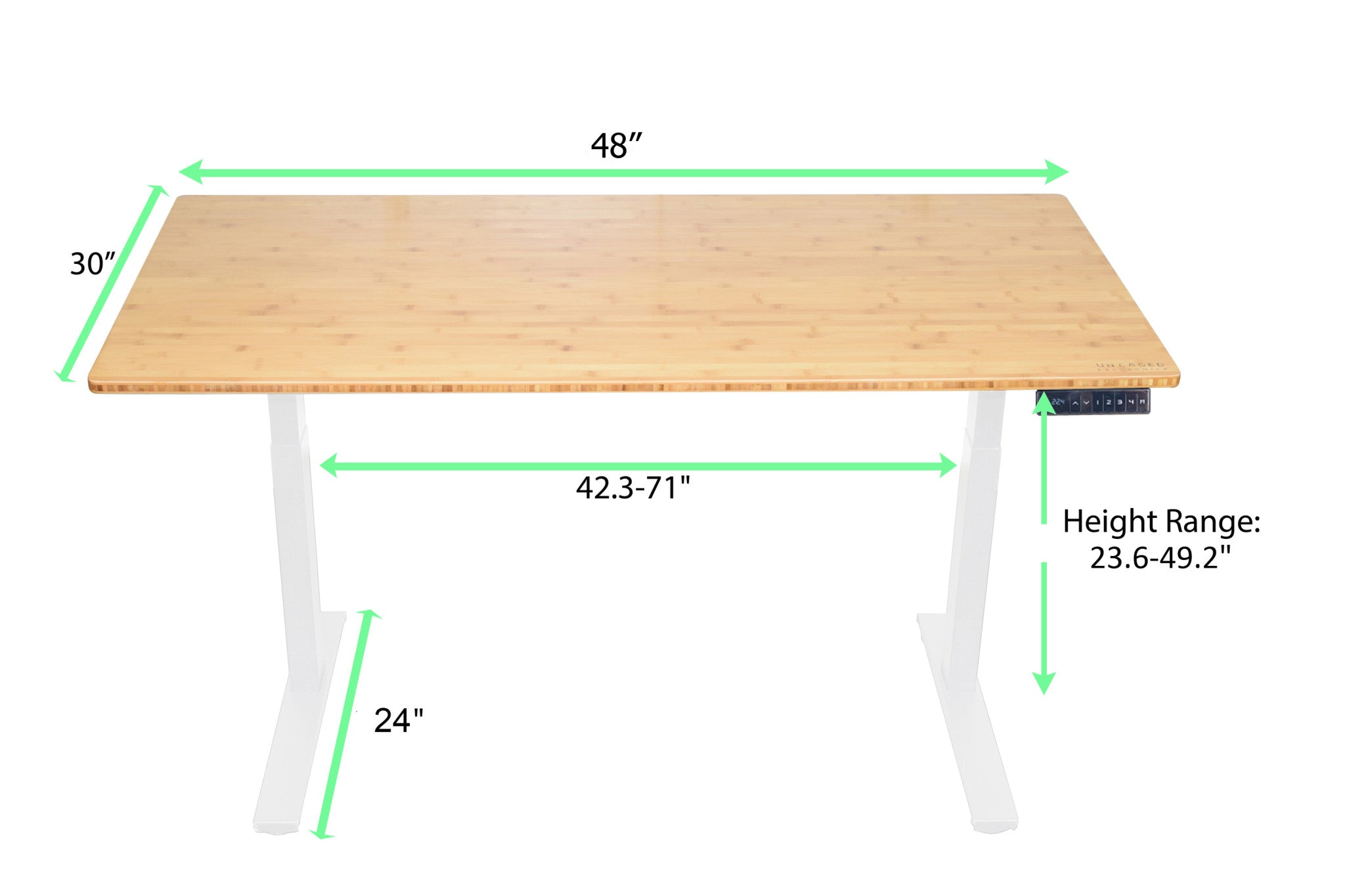 White and Natural Bamboo 52" Dual Motor Electric Office Adjustable Computer Desk