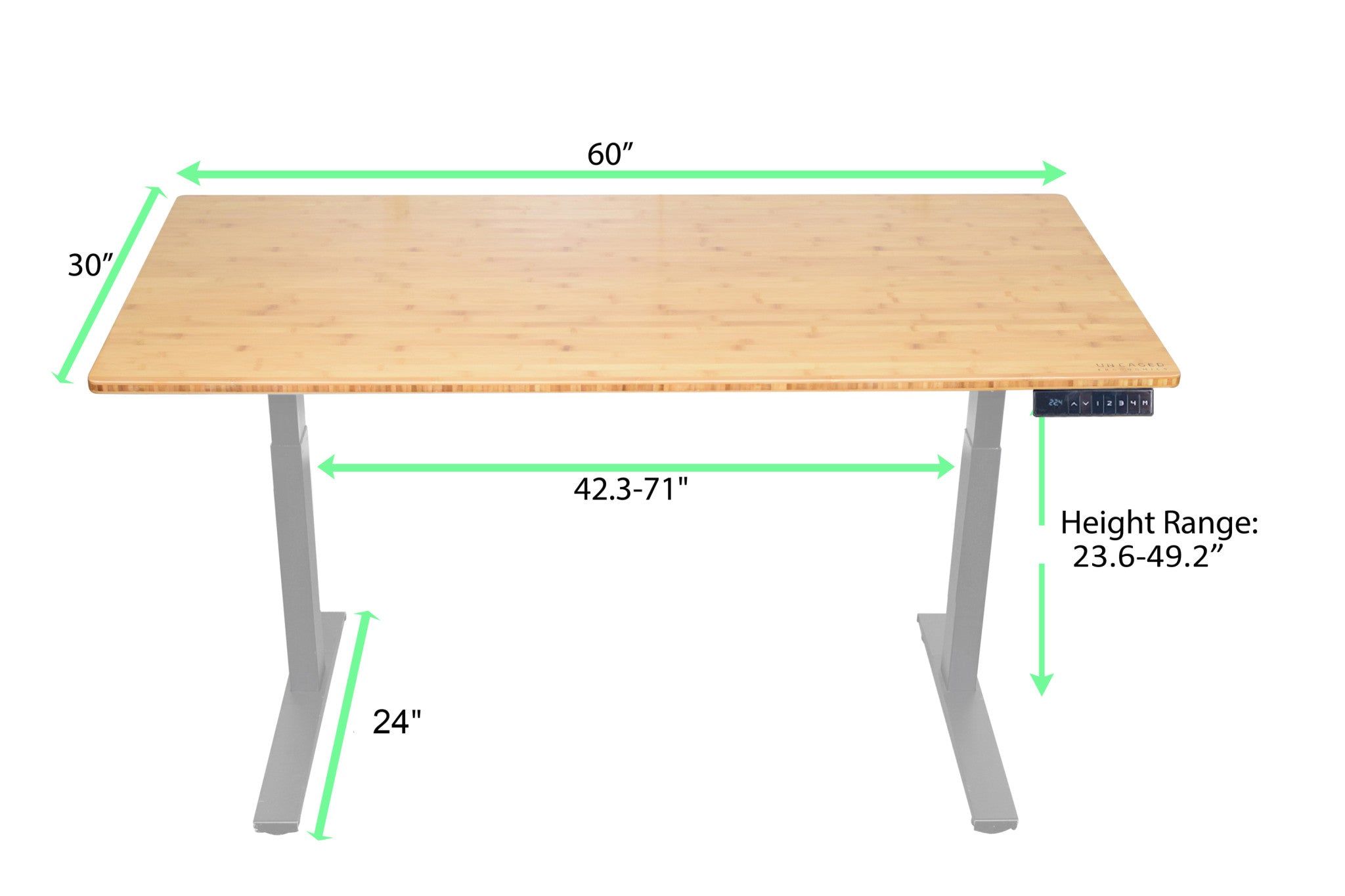 Gray and Natural Bamboo 52" Dual Motor Electric Office Adjustable Computer Desk