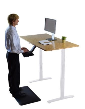 Gray and Natural Bamboo 52" Dual Motor Electric Office Adjustable Computer Desk