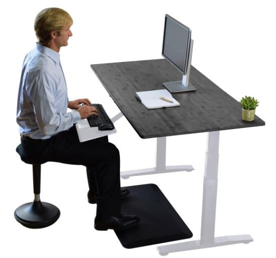 White and Black 52" Bamboo Dual Motor Electric Office Adjustable Computer Desk