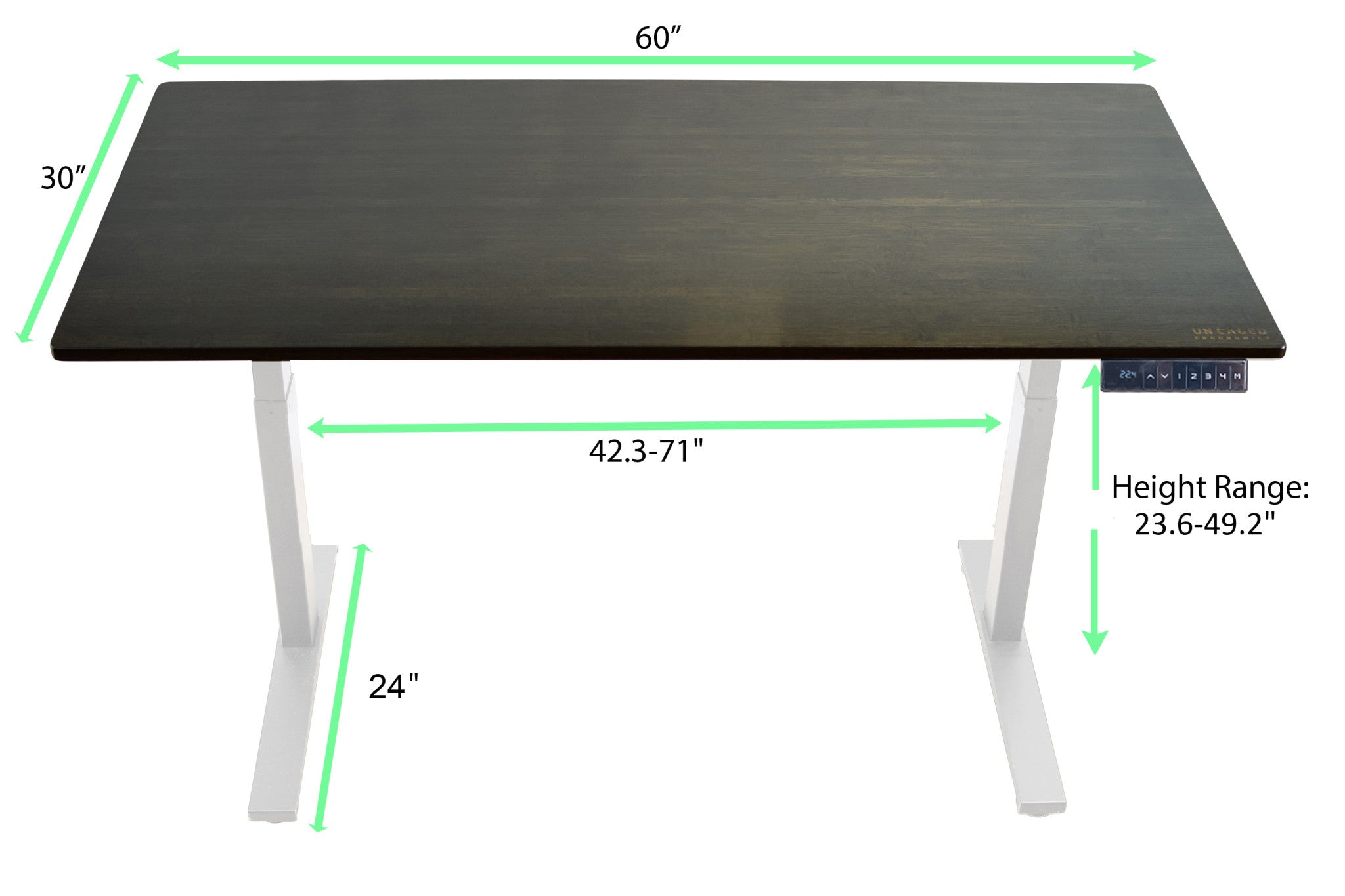 White and Black 52" Bamboo Dual Motor Electric Office Adjustable Computer Desk