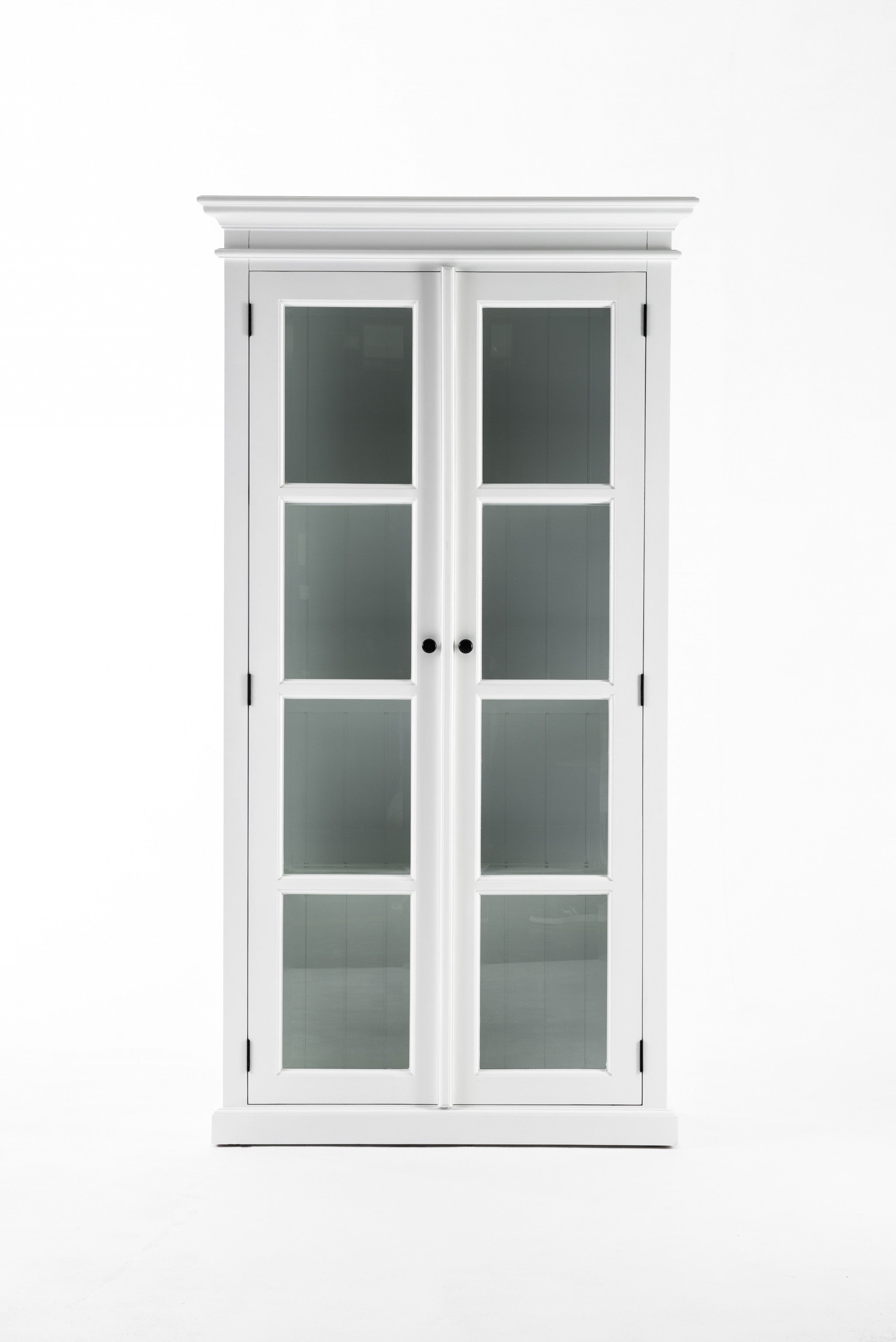 Classic White and Glass Double Door Storage Cabinet