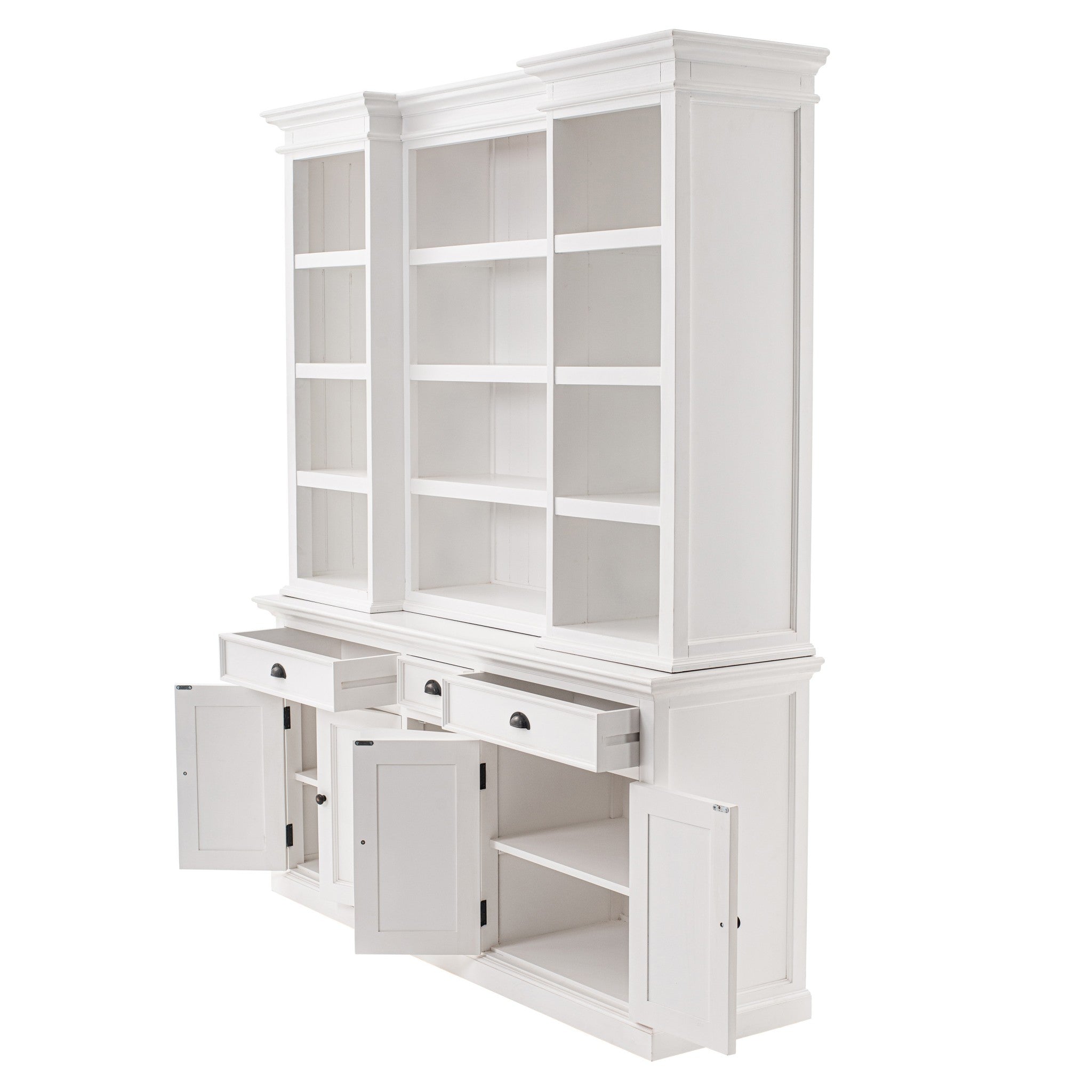 71" White Standard Dining Hutch With Twelve Drawers And Three Drawers