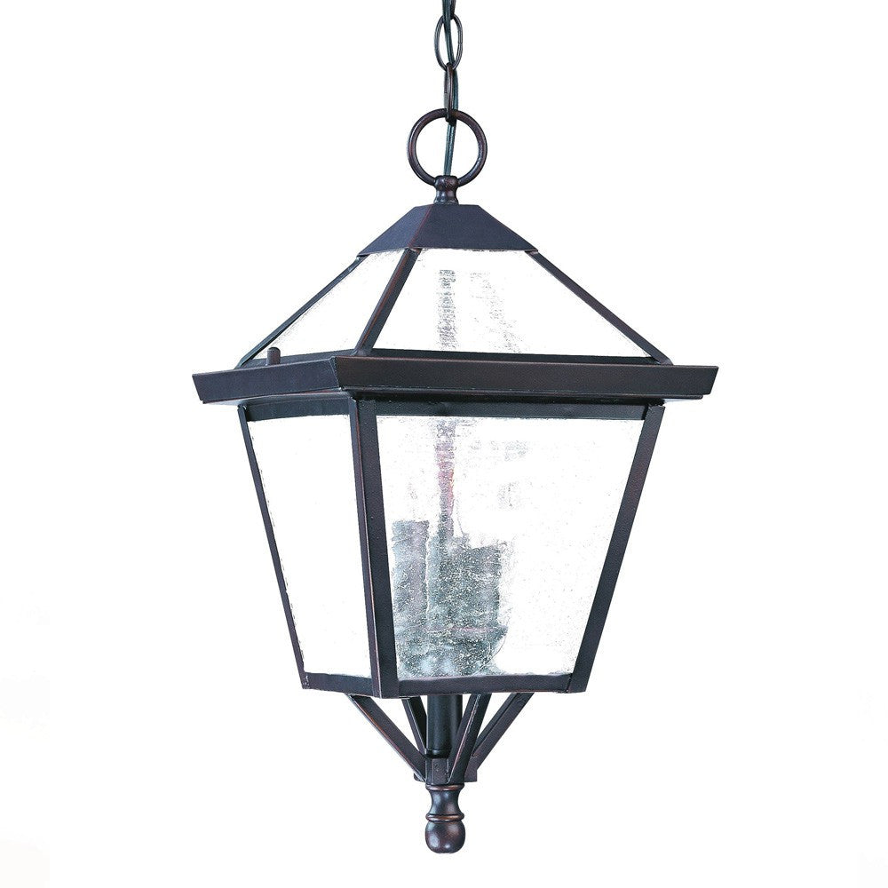 Three Light Bronze Glass Hanging Lantern Light