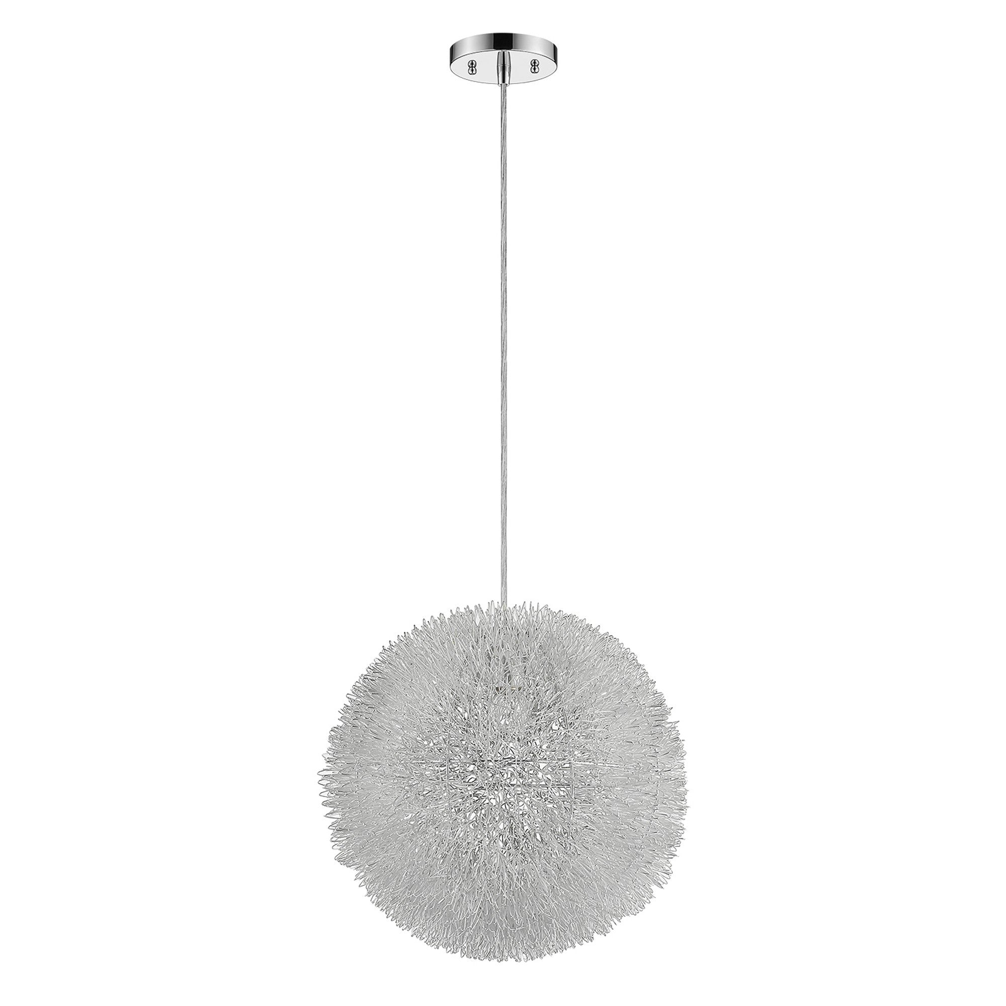 Luminary 1-Light Metallic Silver Pendant With Hand Woven Aluminum Wire Shade (12")