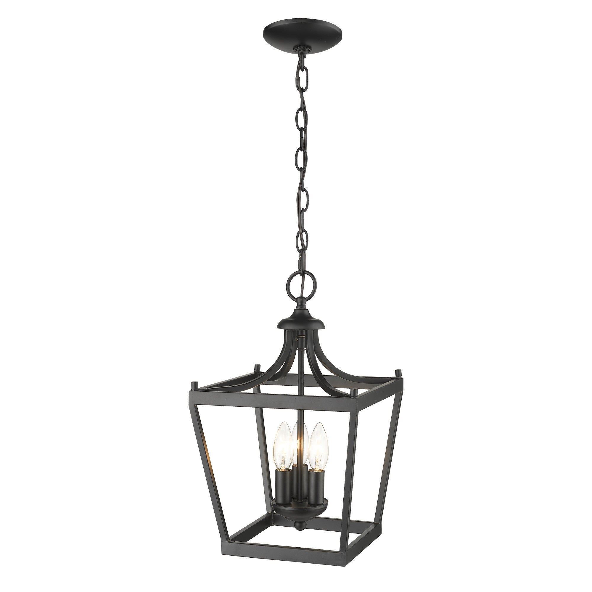 Vintage Black Metal Tapered Hanging Light