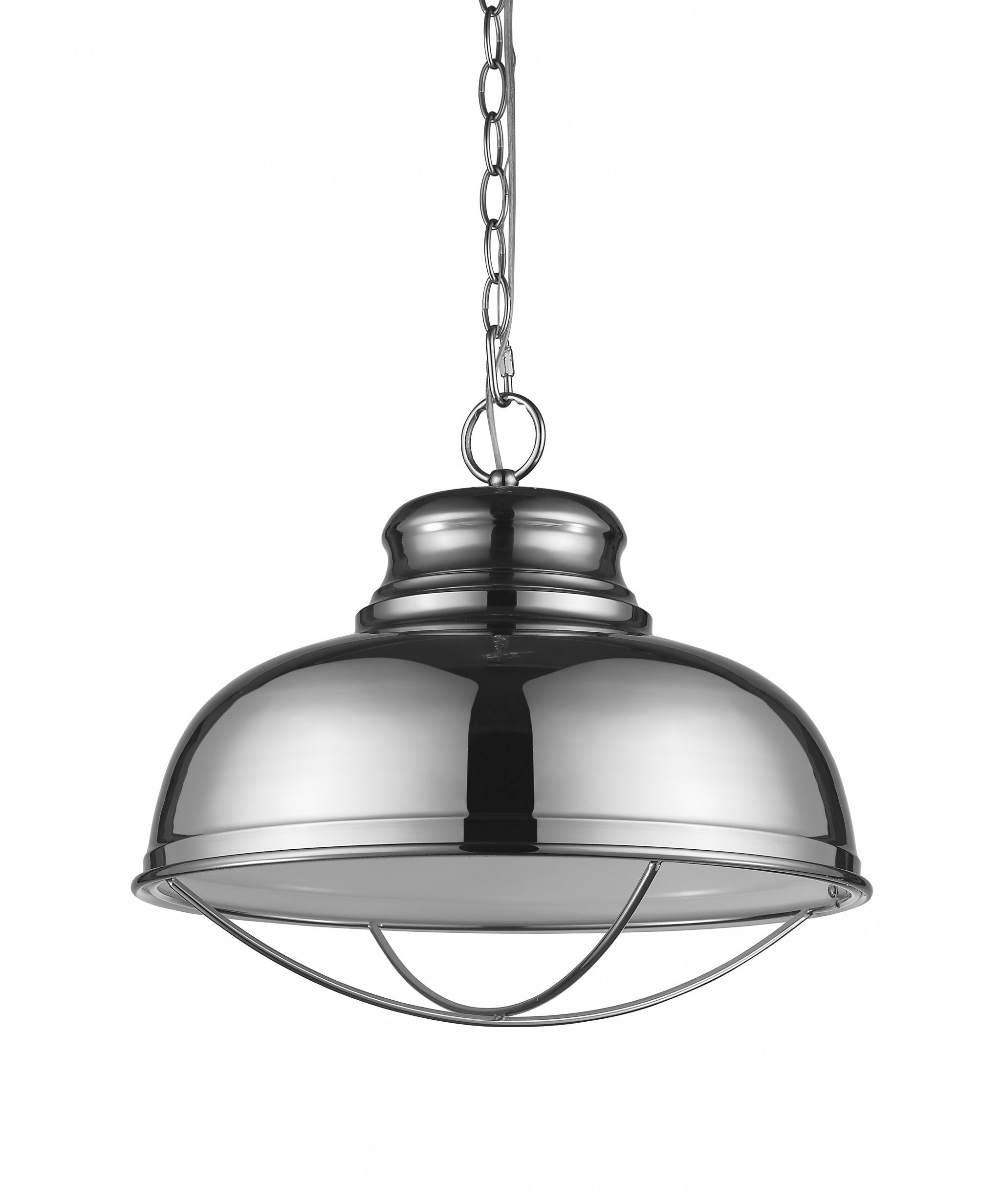 Ansen 1-Light Polished Nickel Pendant With Gloss White Interior Shade