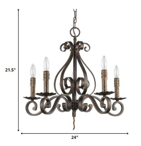 Lydia 5-Light Russet Chandelier With Melted Wax Tapers