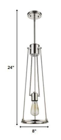 Jade 1-Light Polished Nickel Pendant With Vertical Structural Frames