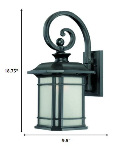 XL Matte Black Frosted Linen Glass Lantern Wall Light