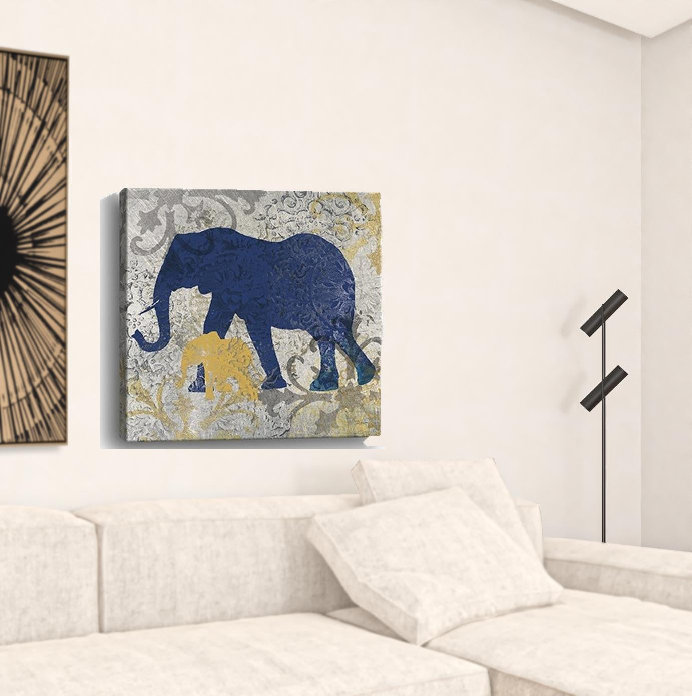 Exotic Blue And Gold Elephant Unframed Print Wall Art