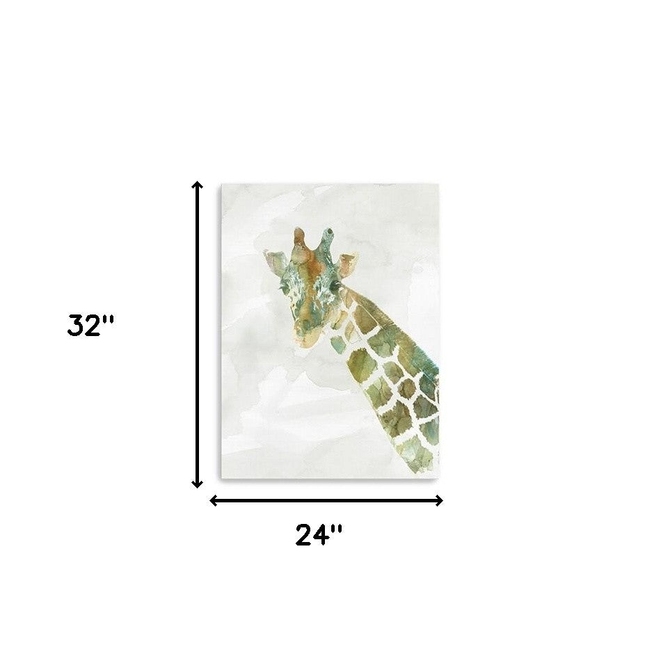 32" x 24" Abstract Marble Watercolor Giraffe Canvas Wall Art