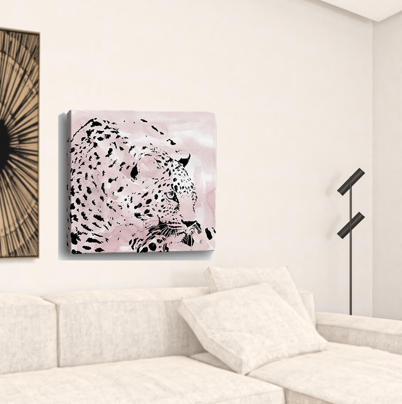 Pink Laying Leopard Unframed Print Wall Art