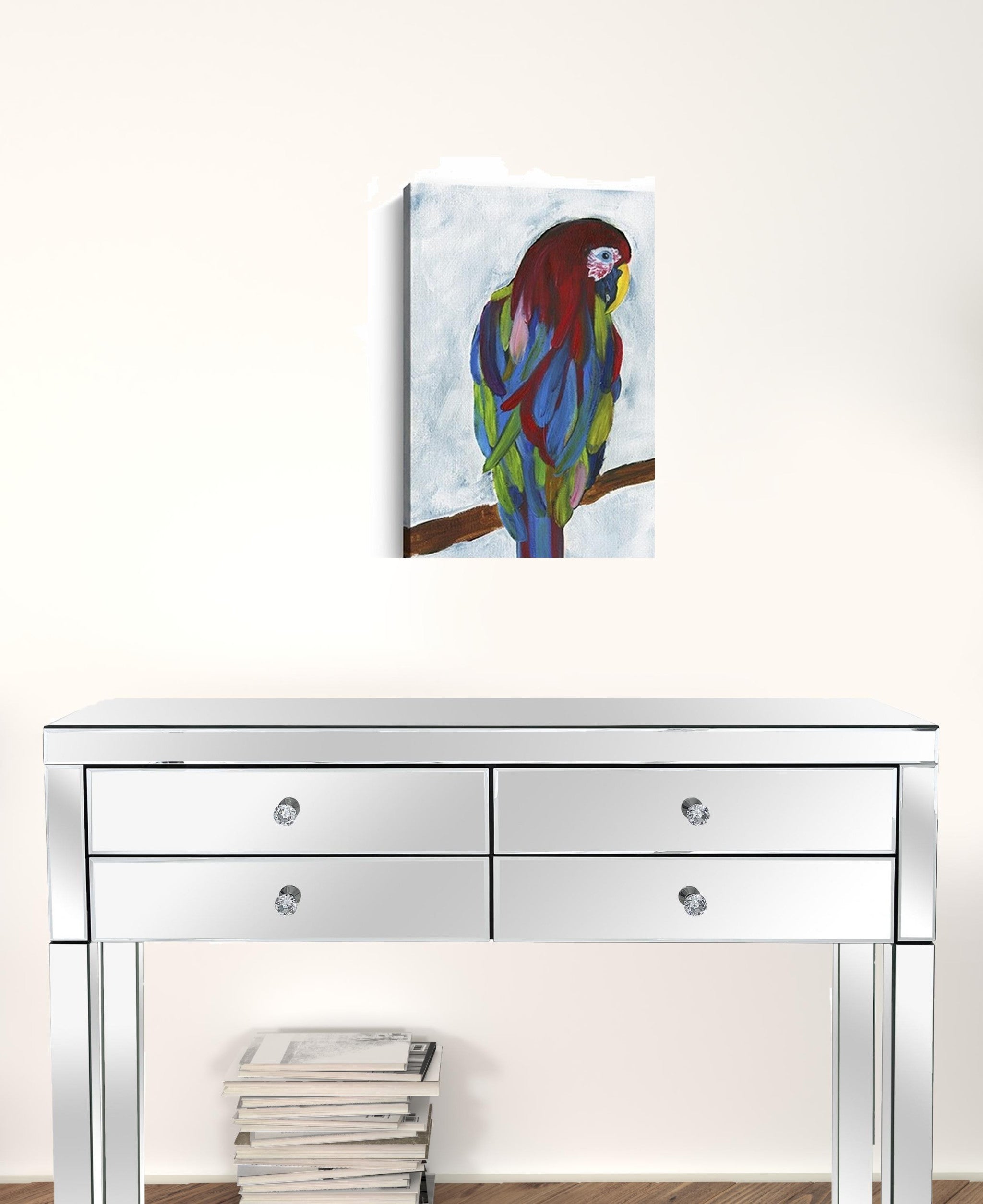 Small Bright and Tropical Parrot Canvas Wall Art