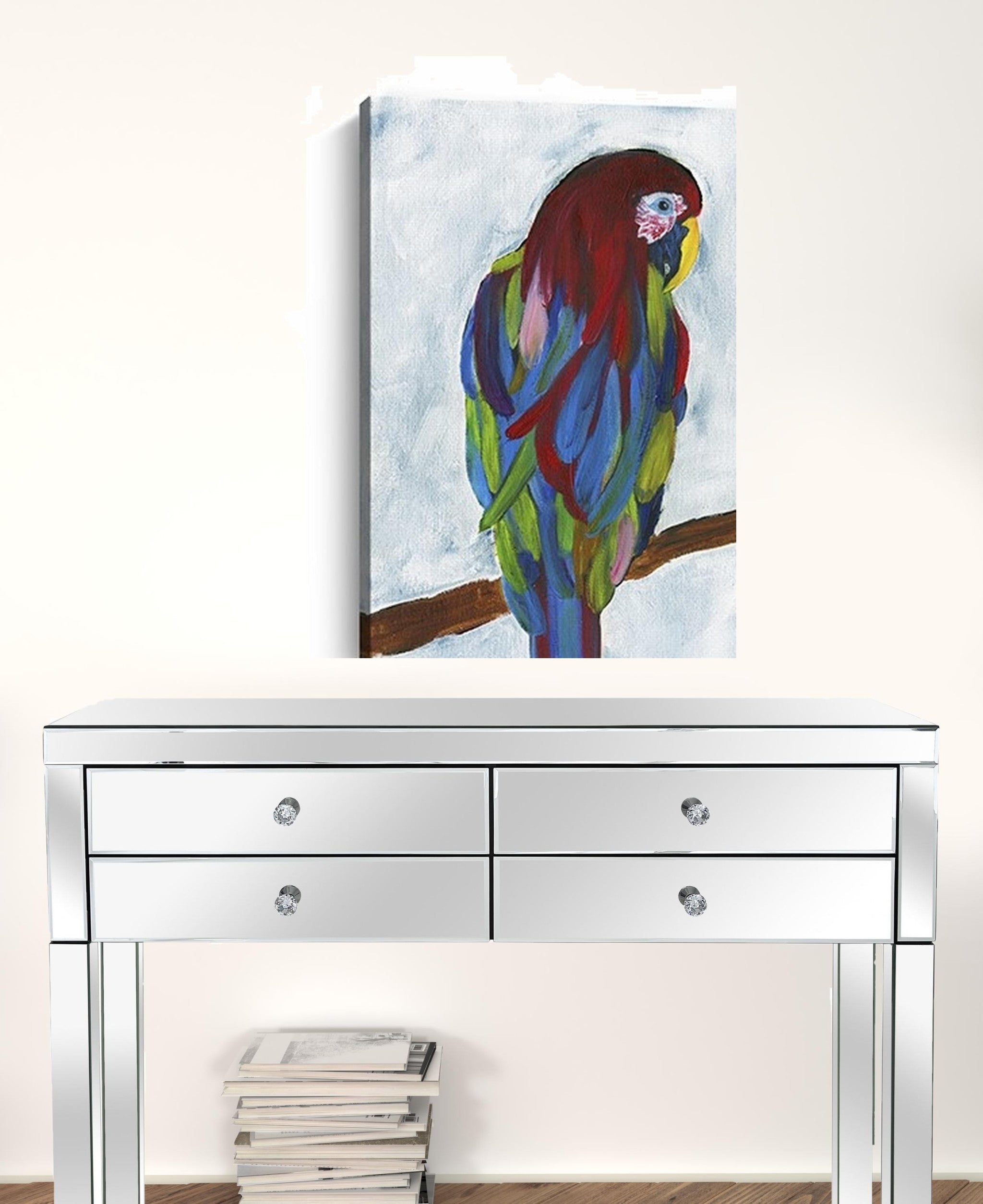 Large Bright and Tropical Parrot Canvas Wall Art